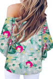 Tied Printed Off-Shoulder Half Sleeve Blouse - Trendsi - Flyclothing LLC