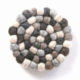 Hand Crafted Felt Ball Coasters from Nepal: 4-pack, Multicolor Greys - Global Groove (T) - Global Groove