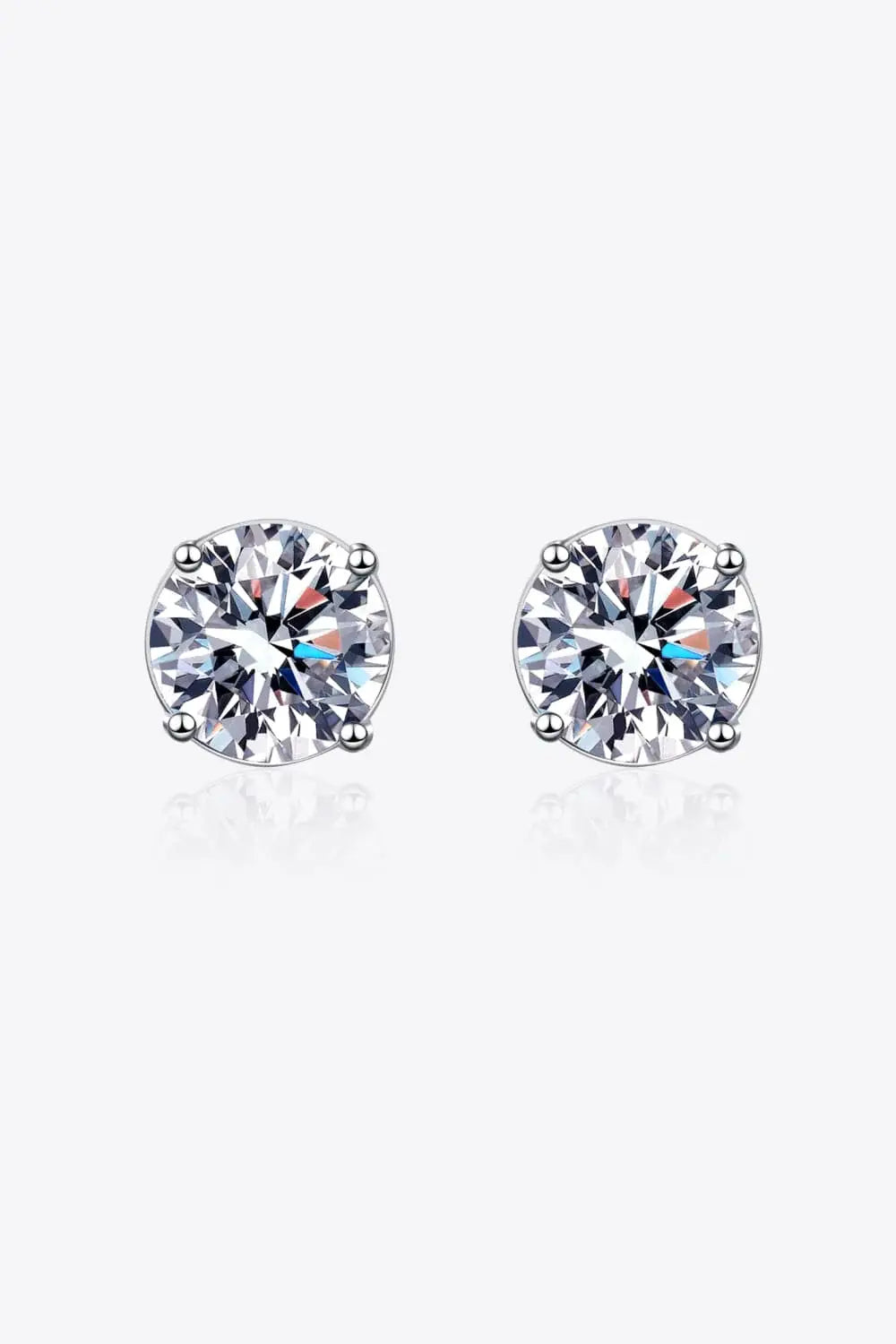 2 Carat Moissanite Rhodium-Plated Stud Earrings - Trendsi - Flyclothing LLC