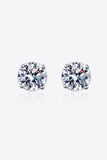 2 Carat Moissanite Rhodium-Plated Stud Earrings - Trendsi