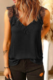 Eyelash Trim Spliced Lace Tank - Trendsi