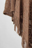Fringe Openwork Surplice Cape Sleeve Poncho - Trendsi