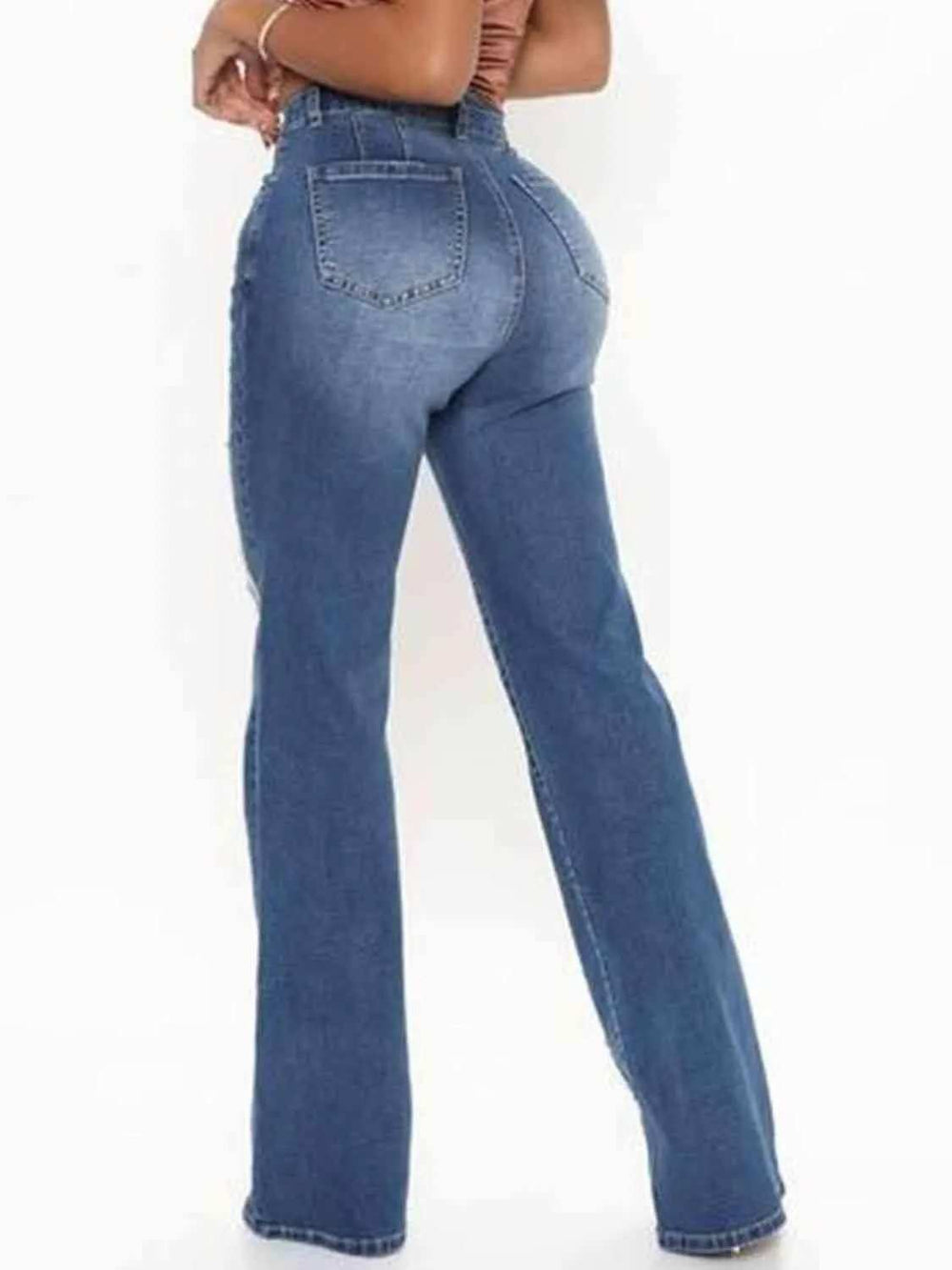Raw Hem High Waist Jeans - Trendsi - Flyclothing LLC