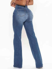 Raw Hem High Waist Jeans - Trendsi