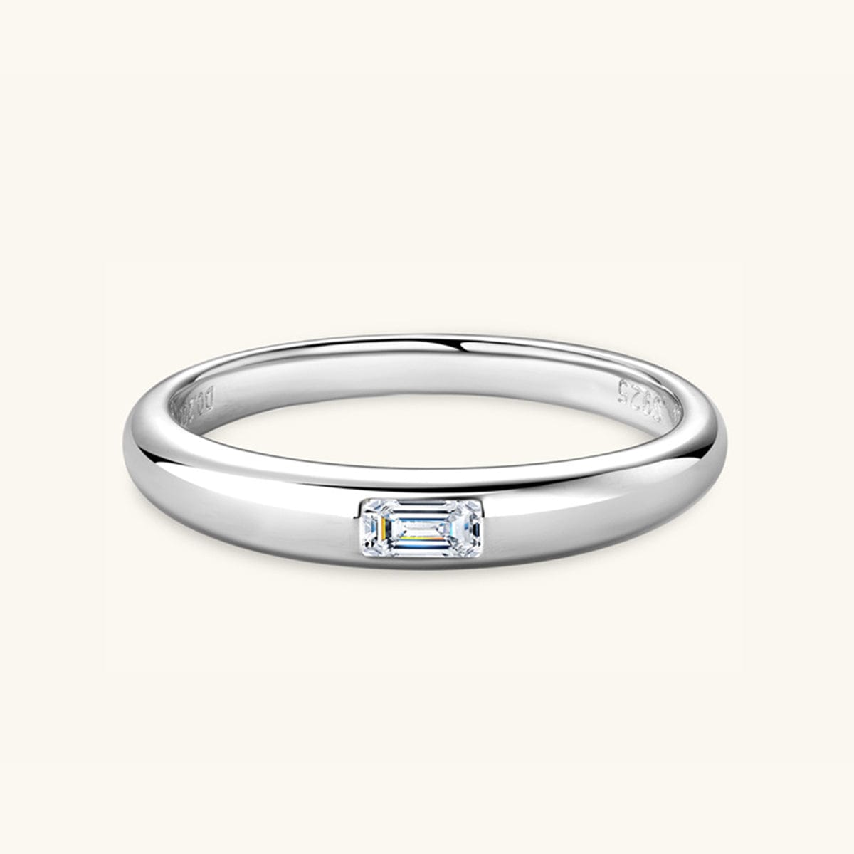 925 Sterling Silver Inlaid Moissanite Ring - Trendsi