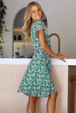 Floral Surplice Neck Flutter Sleeve Dress - Trendsi - Flyclothing LLC