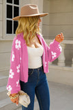 Floral Open Front Fuzzy Cardigan - Trendsi
