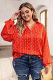 Plus Size Printed Johnny Collar Long Sleeve Blouse - Trendsi - Flyclothing LLC