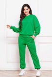 Round Neck Long Sleeve Sweatshirt and Pants Set - Trendsi - Flyclothing LLC