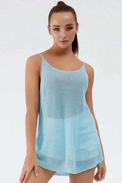 Scoop Neck Spaghetti Strap Knit Cami - Trendsi - Flyclothing LLC