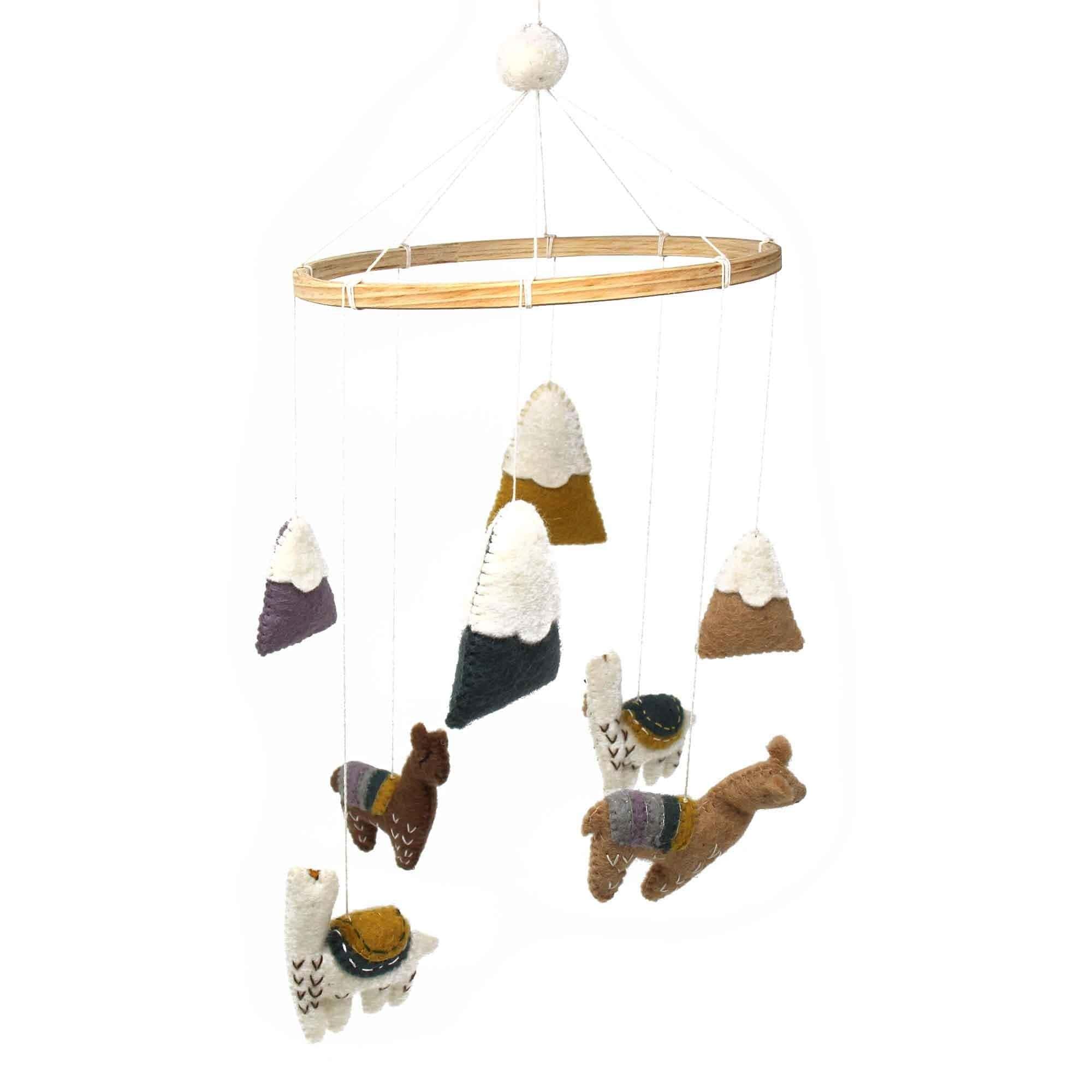 Hand Crafted Felt Little Llamas Mobile - Global Groove Direct