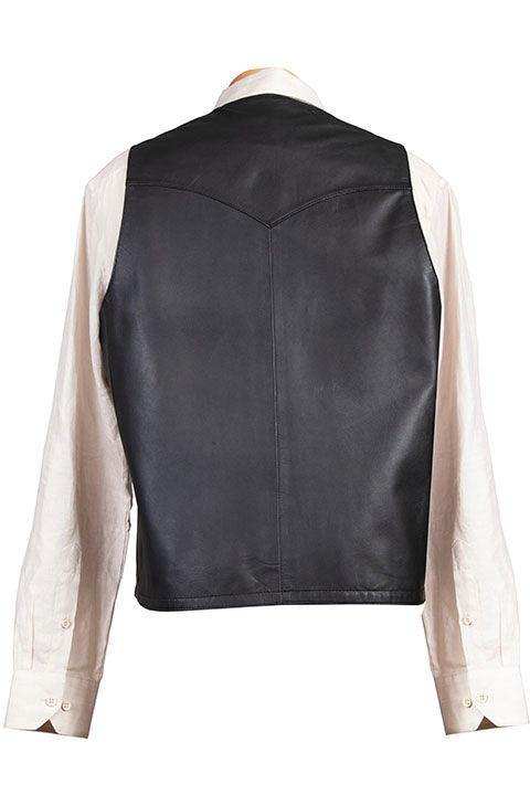 Scully BLACK LAMB W/BLACK OSTRICH TRIM OSTRICH TRIM VEST - Scully Leather - Flyclothing LLC