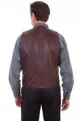 Scully BLACK CHERRY OSTRICH TRIM VEST - Scully Leather - Flyclothing LLC