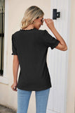 Eyelet Flounce Sleeve Scalloped V-Neck Top - Trendsi - Flyclothing LLC