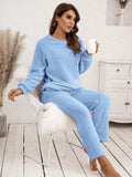 Teddy Long Sleeve Top and Pants Lounge Set - Trendsi - Flyclothing LLC