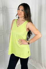 Blumin Apparel Chance of Sun Full Size Ribbed V-Neck Tank in Green - Trendsi