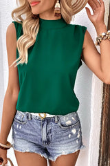 Tied Mock Neck Blouse - Trendsi - Flyclothing LLC