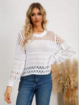 Cutout Round Neck Knit Top - Trendsi - Flyclothing LLC