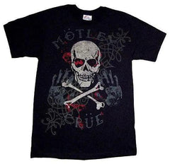 Motley Crue Pirate Skull Distressed T-Shirt - Flyclothing LLC