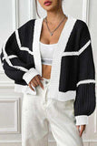 Contrast Open Front Long Sleeve Cardigan - Trendsi - Flyclothing LLC