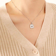Butterfly Square Titanium Steel Pendant Necklace - Trendsi