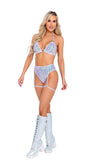 Roma Costume High-Waisted Sequin Shorts with Attached Garters - Roma Costume
