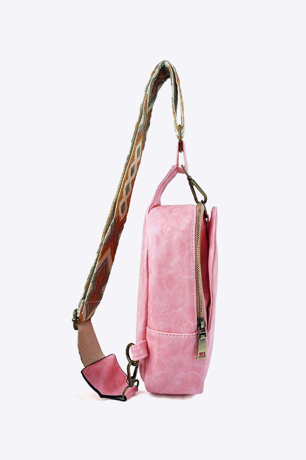 Adjustable Strap PU Leather Sling Bag - Flyclothing LLC