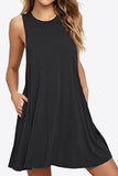 Full Size Round Neck Sleeveless Dress with Pockets - Trendsi