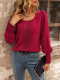 Swiss Dot Lace Detail Blouse - Trendsi - Flyclothing LLC