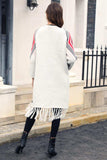 Geometric Fringe Hem Open Front Duster Cardigan - Trendsi - Flyclothing LLC