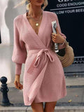 Open Front Lantern Sleeve Tied Cardigan - Trendsi