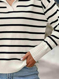 Striped Collared Neck Knit Top - Trendsi - Flyclothing LLC