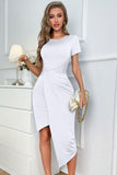 Twisted Asymmetrical Short Sleeve Dress - Flyclothing LLC