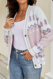 Printed V-Neck Buttoned Cardigan - Trendsi - Flyclothing LLC
