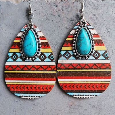 Artificial Turquoise Geometric Teardrop Earrings - Trendsi