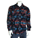 Men's Native Pattern Fleece Western Shirt in Black & Blue - Rockmount Clothing - Flyclothing LLC
