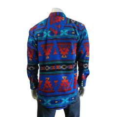 Rockmount Clothing Men's Native Pattern Fleece Western Shirt in Blue & Red - Rockmount Clothing