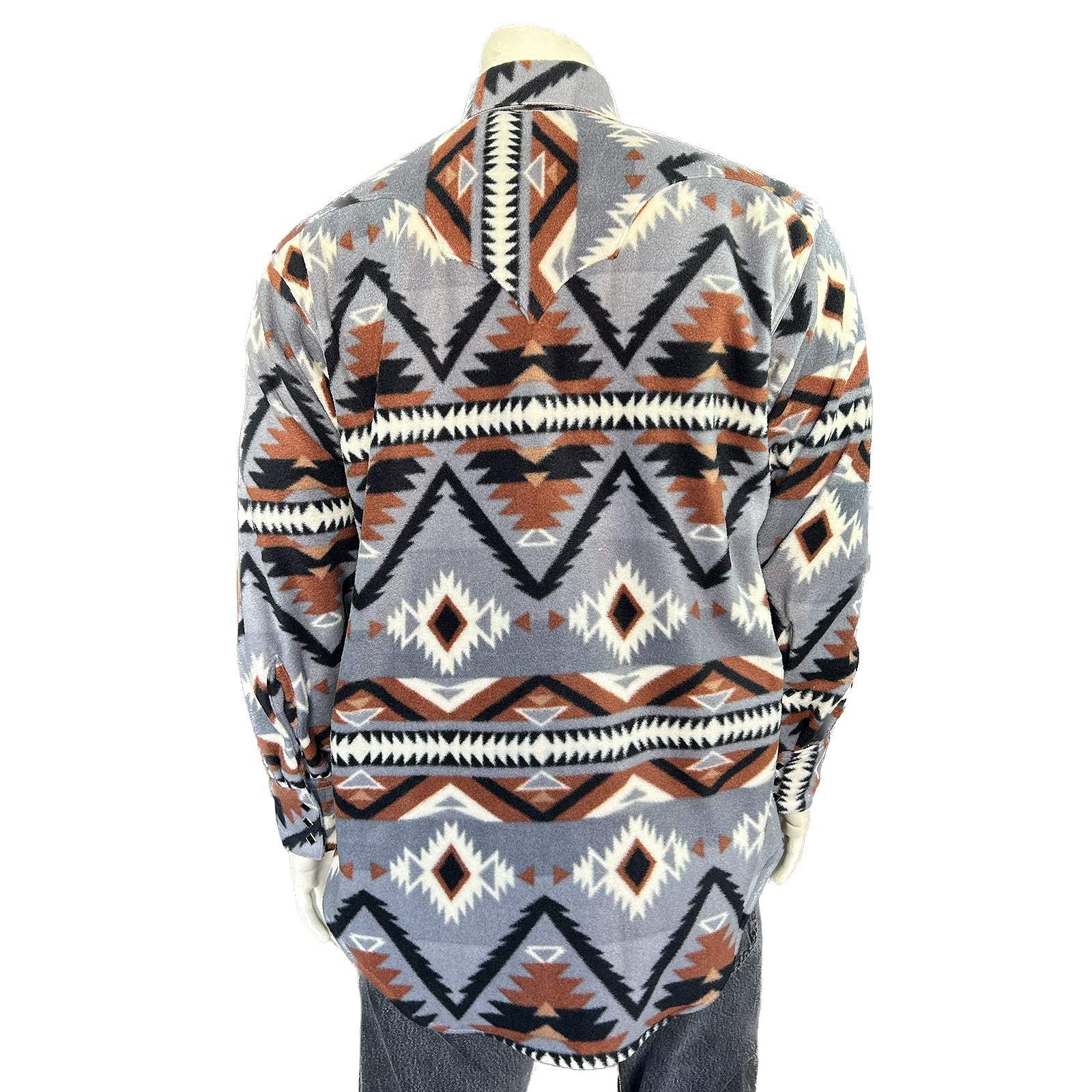 Rockmount Clothing Men's Native Pattern Fleece Western Shirt in Grey & Brown - Rockmount Clothing - Flyclothing LLC