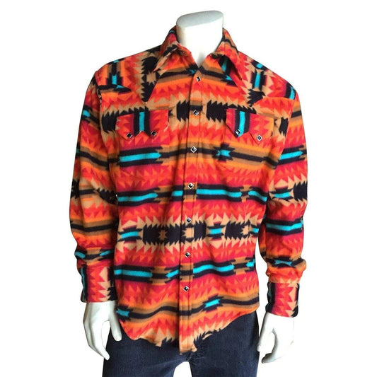 Rockmount Men's Native Pattern Fleece Western Shirt in Red & Black - Rockmount Clothing - Flyclothing LLC