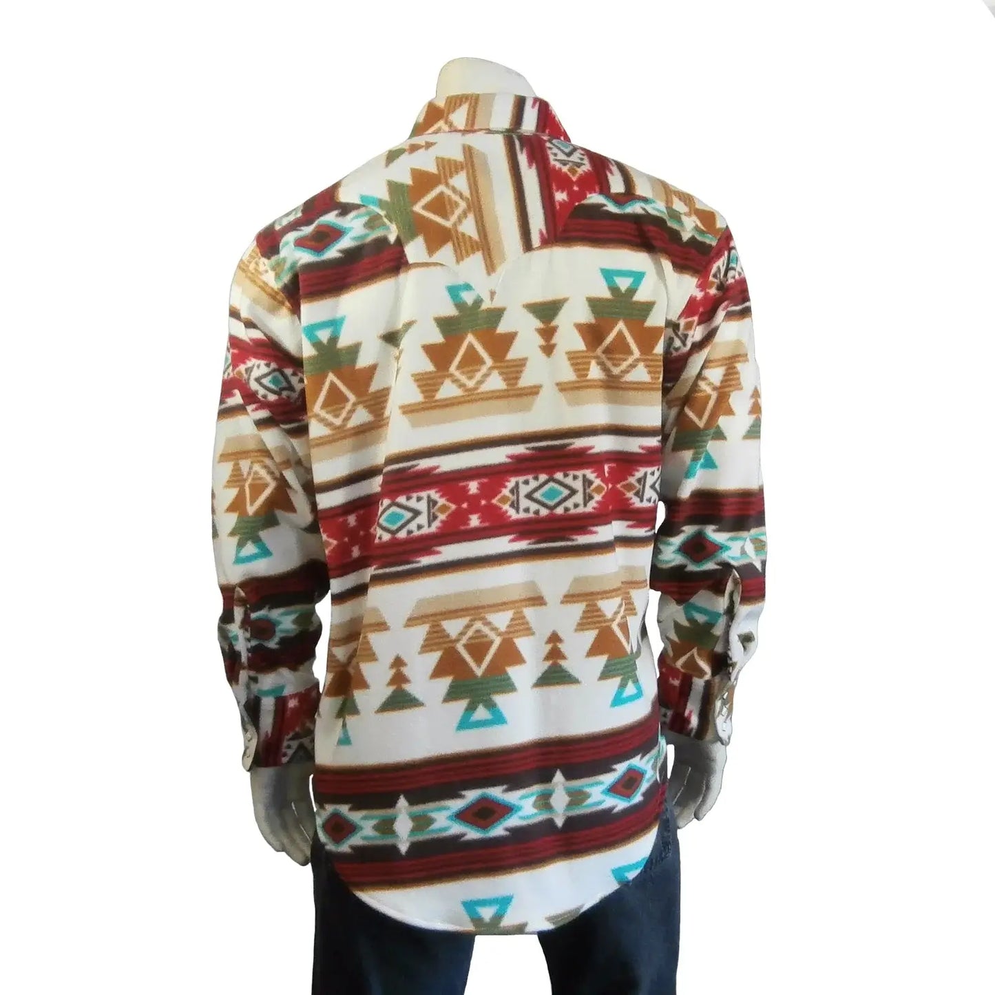 Rockmount Clothing Men's Native Pattern Fleece Western Shirt in Tan & Red - Rockmount Clothing - Flyclothing LLC
