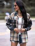 Plaid Dropped Shoulder Shacket - Trendsi - Flyclothing LLC