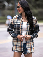 Plaid Dropped Shoulder Shacket - Trendsi