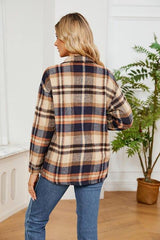 Collared Plaid Shacket - Trendsi
