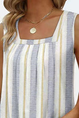 Printed Square Neck Curved Hem Tank - Trendsi