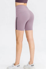 Wide Waistband Sports Shorts - Trendsi - Flyclothing LLC