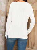 V-Neck Long Sleeve Knit Top with Pocket - Trendsi - Flyclothing LLC