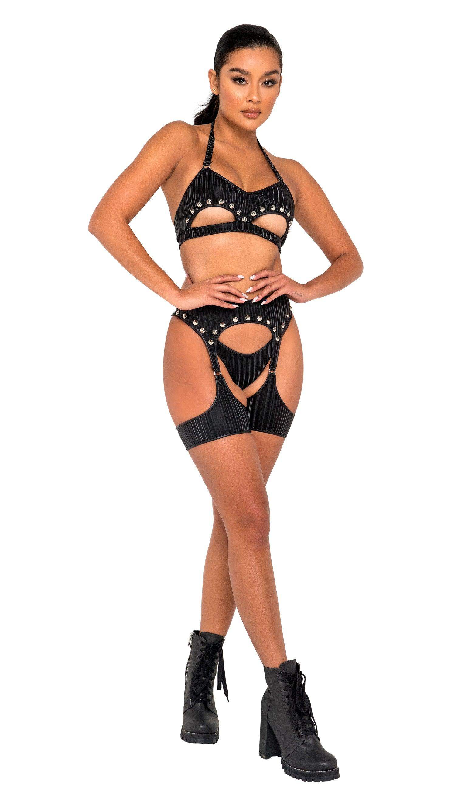 Roma Costume Studded Top with Underboob Cutout - Roma Costume - Flyclothing LLC