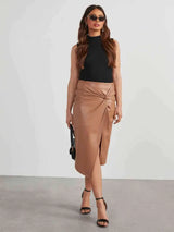 Twist Detail High Waist Skirt - Trendsi - Flyclothing LLC