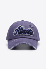 ATLANTIC Graphic Distressed Baseball Cap - Trendsi