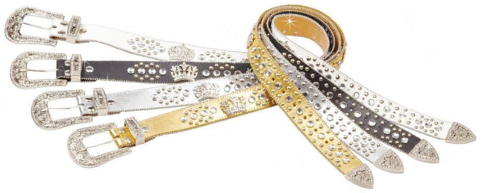 Leather Jeweled Crown Belt - Flyclothing LLC